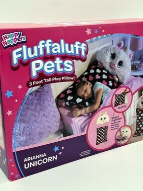 🦄 NEW Happy Nappers Fluffaluff Pets Arianna Unicorn 3ft Play Pillow